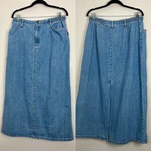 Vintage Cowgirl 90s y2k Blassport | Long Cotton Jean Denim Skirt Pockets 14